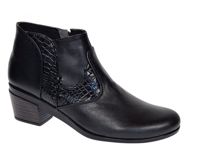 Botine dama negre din piele naturala cu fermoar MVS18BT