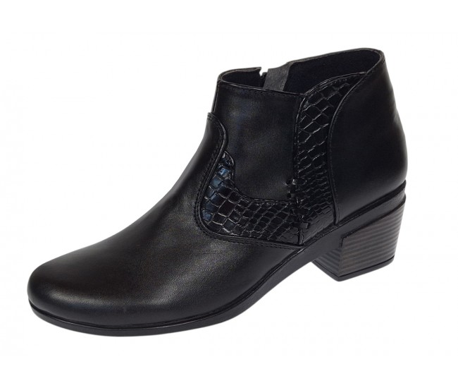 Botine dama negre din piele naturala cu fermoar MVS18BT