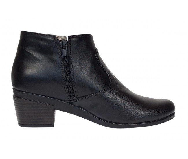Botine dama negre din piele naturala cu fermoar MVS18BT