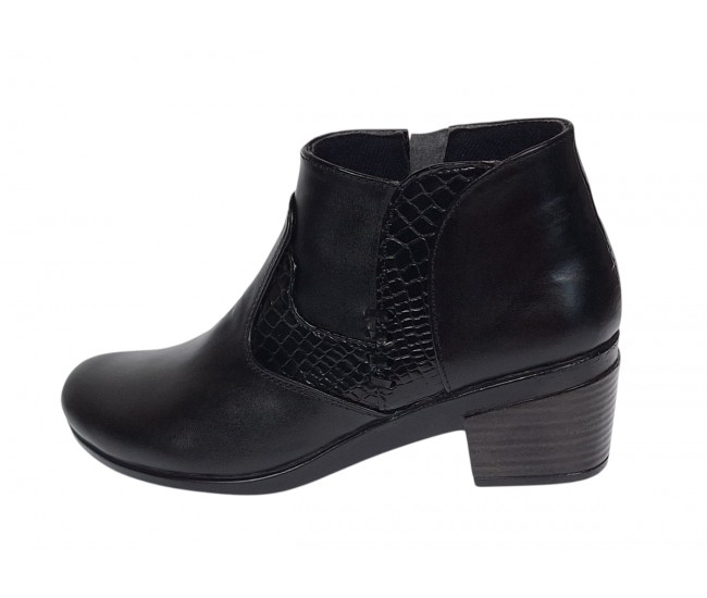 Botine dama negre din piele naturala cu fermoar MVS18BT