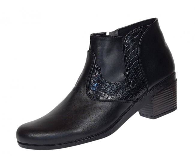 Botine dama negre din piele naturala cu fermoar MVS18BT