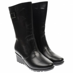 Cizme dama din piele naturala, cu fermoar, negre, IMBLANITE - MVS30CZM