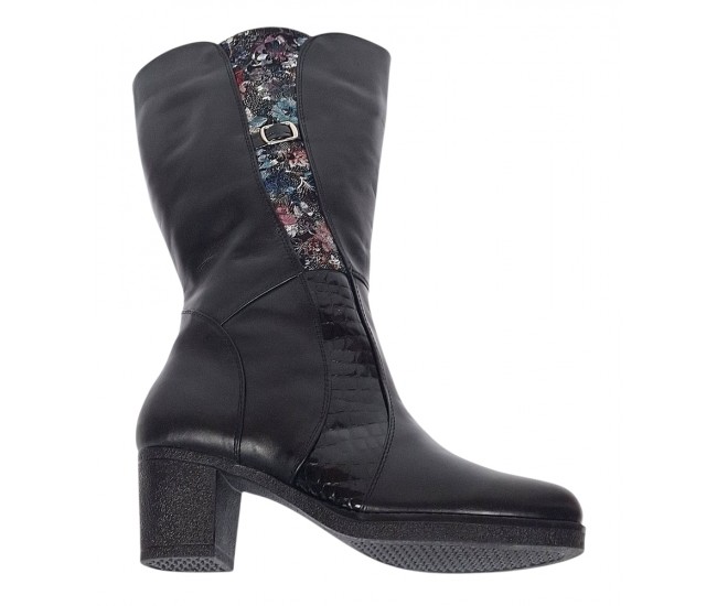 Cizme dama din piele naturala de culoare neagra Imblanite MVS31CZM