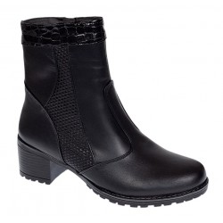 Ghete dama din piele naturala de culoare neagra imblanite Aisha MVS31XN