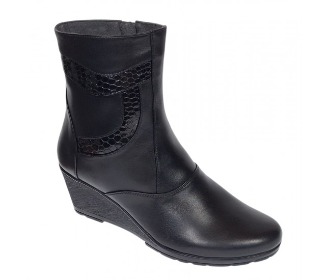 Ghete dama din piele naturala imblanite Orto Negre MVS34ORT
