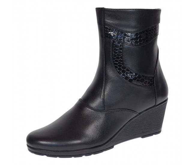 Ghete dama din piele naturala imblanite Orto Negre MVS34ORT