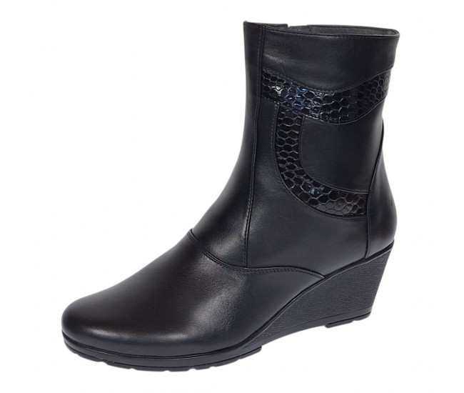 Ghete dama din piele naturala imblanite Orto Negre MVS34ORT