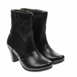 Ghete dama din piele naturala, cu fermoar, negre, IMBLANITE - 46