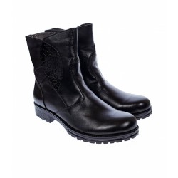 Ghete dama din piele naturala, cu fermoar, IMBLANITE, NEGRU - MVS533N