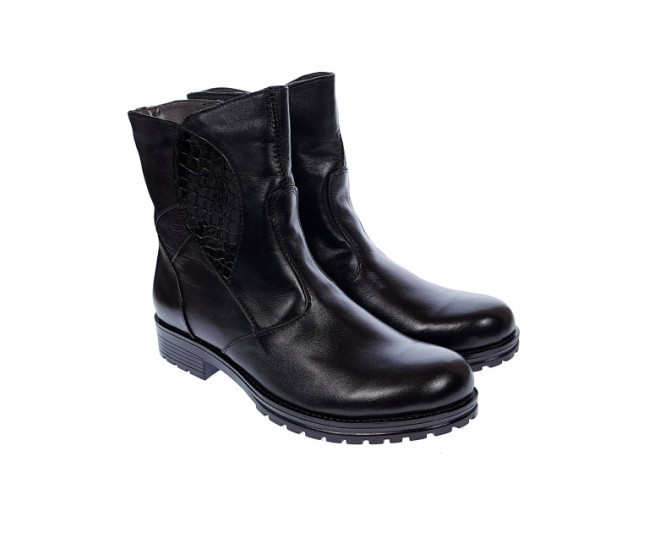 Ghete dama din piele naturala cu fermoar imblanite MVS55N