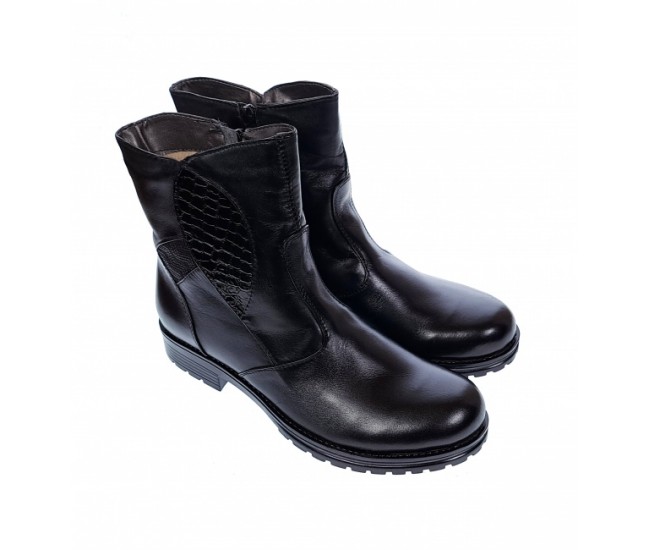 Ghete dama din piele naturala cu fermoar imblanite MVS55N