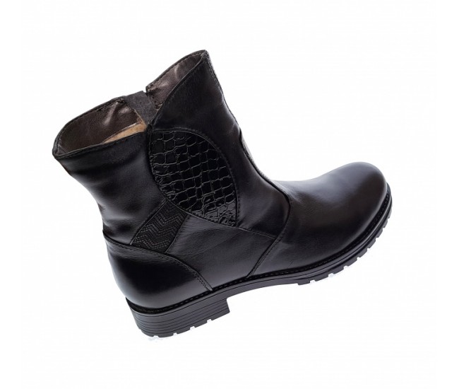 Ghete dama din piele naturala cu fermoar imblanite MVS55N