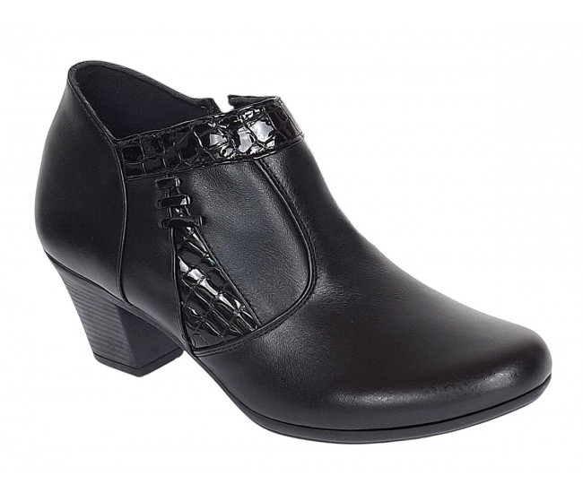 Botine dama din piele naturala cu fermoar - Model Lisa Negru 5BT