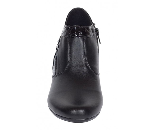 Botine dama din piele naturala cu fermoar - Model Lisa Negru 5BT