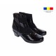 Ghetute dama din piele naturala Croco, cu fermoar, Toc de 5 cm, NEGRU - MVS63CRA