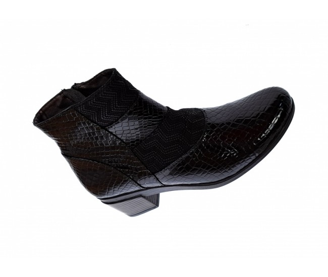 Ghetute dama din piele naturala Croco, cu fermoar, Toc de 5 cm, NEGRU - MVS63CRA