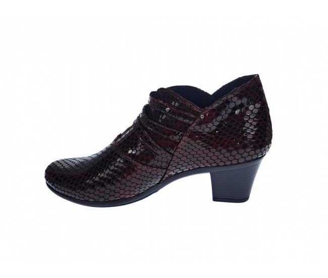 Botine dama din piele naturala Croco, Barete, Catarame argintii, Toc de 5 cm, GRENA - MVS63CTCRGR