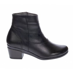 Ghetute dama din piele naturala box, cu fermoar, Toc de 5 cm, NEGRU - MVS63NBOX