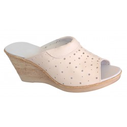 Papuci dama din piele naturala bej latte - Model Clara MVS64BEJ