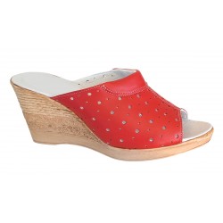 Papuci dama din piele naturala rosu - Model Clara MVS64R