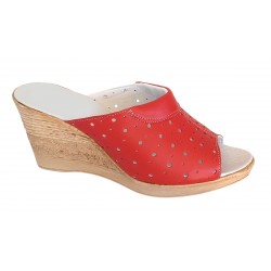 Papuci dama din piele naturala rosu - Model Clara MVS64R