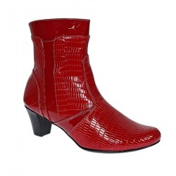 Ghete dama elegante din piele naturala cu fermoar, ghete rosii lacuite MVS65RED