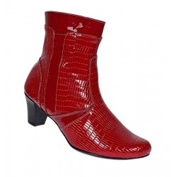 Ghete dama elegante din piele naturala cu fermoar, ghete rosii lacuite MVS65RED