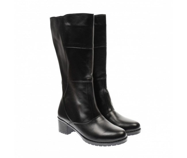 Cizme lungi dama din piele naturala, cu fermoar, negre, IMBLANITE - MVS6 Cizme lungi dama din piele naturala, cu fermoar, negre, IMBLANITE - MVS6