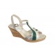 Sandale dama din piele naturala, cu platforme de 7 cm, alb - verde, MVS71AV