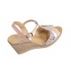Sandale dama din piele naturala, cu platforme de 7 cm, Bej, MVS71BEJLCOL