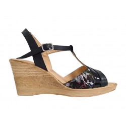 Sandale dama din piele naturala, cu platforme de 7 cm, negru, MVS71NLCOL