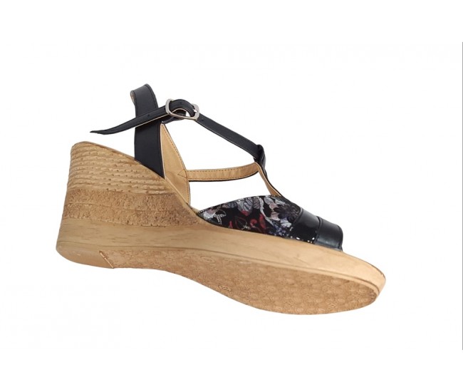 Sandale dama din piele naturala, cu platforme de 7 cm, negru, MVS71NLCOL