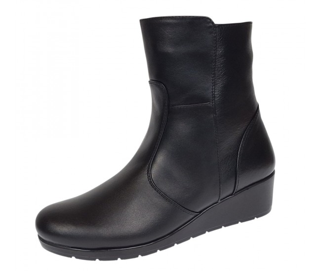 Ghete dama din piele naturala cu fermoar imblanite Orto Negre MVS77ORTO