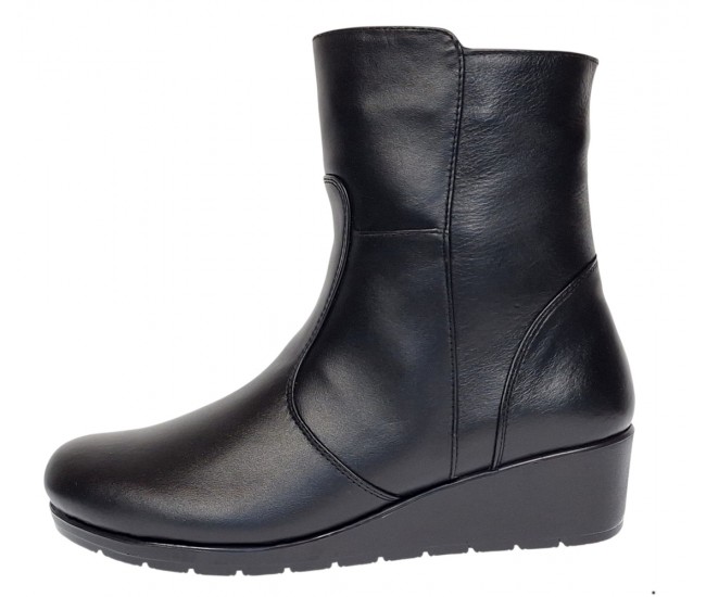 Ghete dama din piele naturala cu fermoar imblanite Orto Negre MVS77ORTO