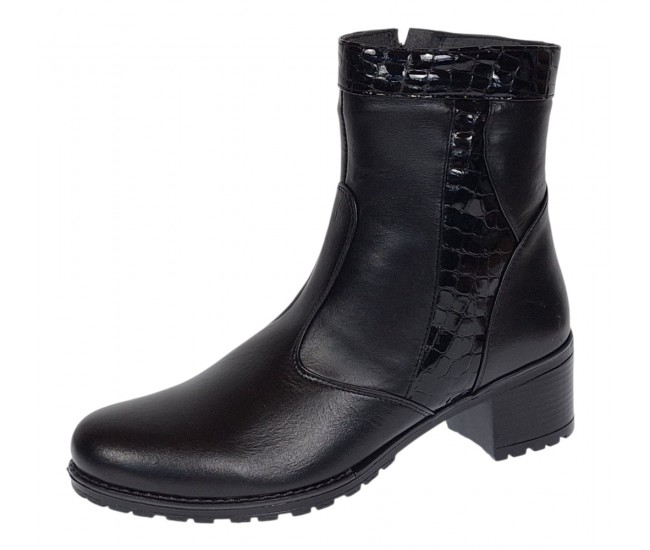 Ghete dama din piele naturala de culoare neagra imblanite Ada MVS83CRN