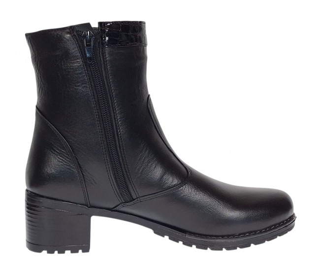 Ghete dama din piele naturala de culoare neagra imblanite Ada MVS83CRN