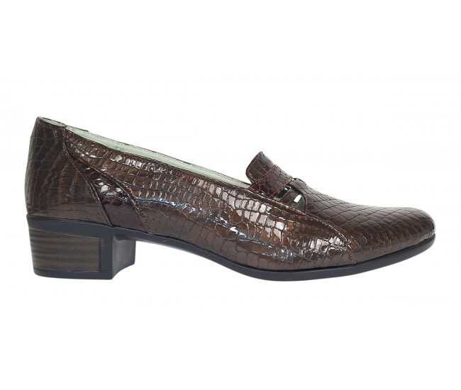 Pantofi dama comozi casual din piele naturala maro croco P12CRM