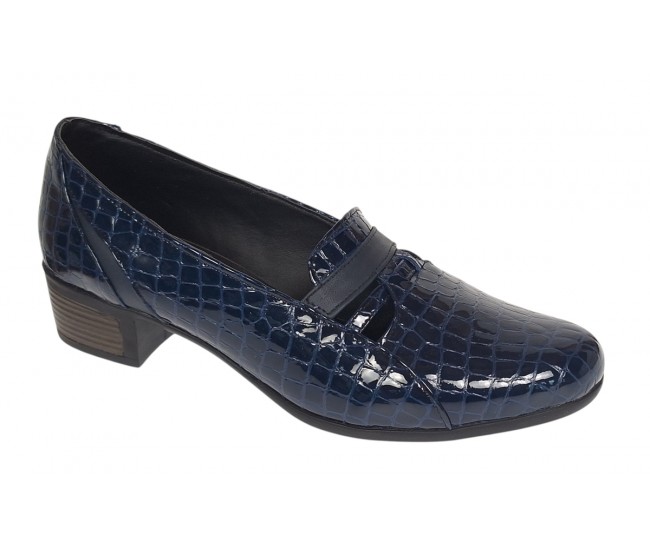 Pantofi dama comozi casual din piele naturala bleumarin croco P18CRBL