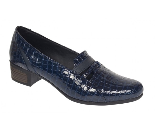 Pantofi dama comozi casual din piele naturala bleumarin croco P18CRBL