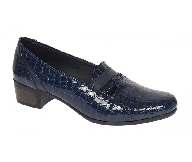 Pantofi dama comozi casual din piele naturala bleumarin croco P18CRBL