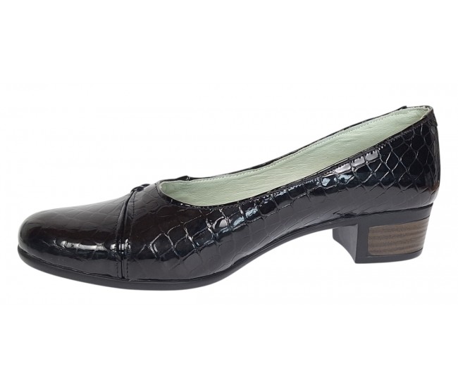 Pantofi dama comozi casual din piele naturala negru croco P18CRLN