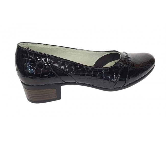 Pantofi dama comozi casual din piele naturala negru croco P18CRLN