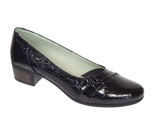 Pantofi dama comozi casual din piele naturala negru croco P18CRLN