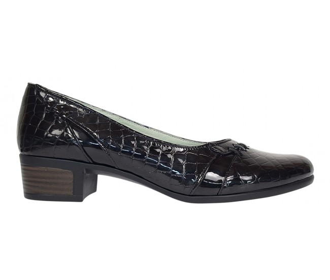 Pantofi dama comozi casual din piele naturala negru croco P18CRLN