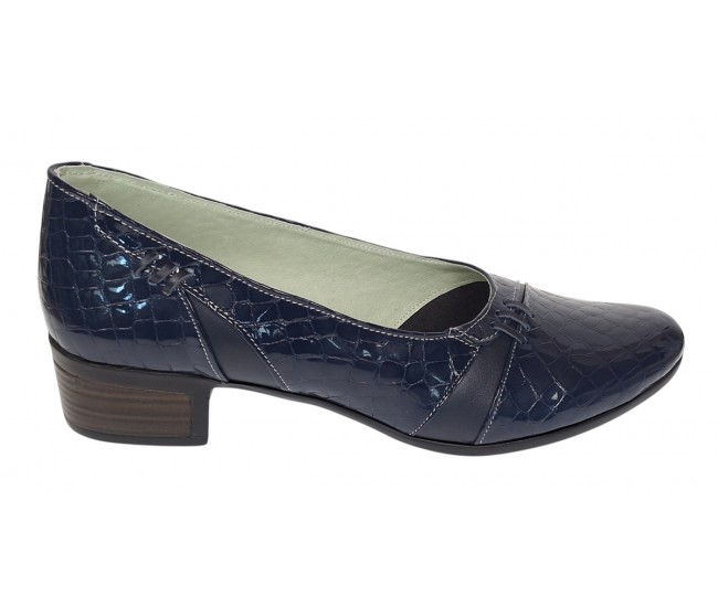 Pantofi dama comozi casual din piele naturala bleumarin croco P18LBLCR