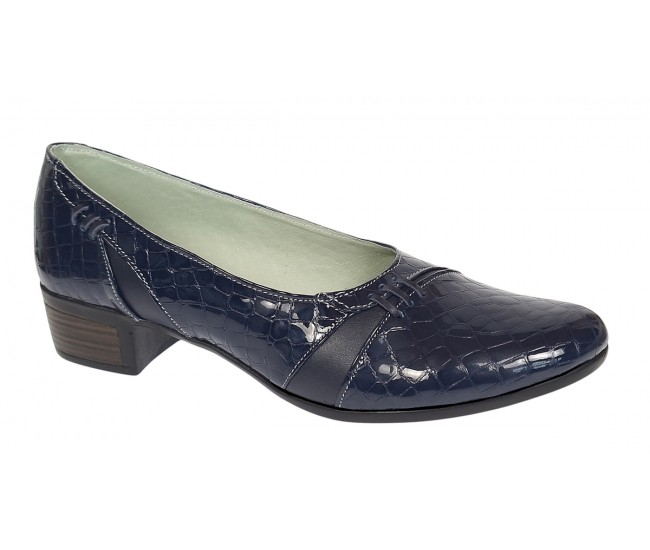 Pantofi dama comozi casual din piele naturala bleumarin croco P18LBLCR