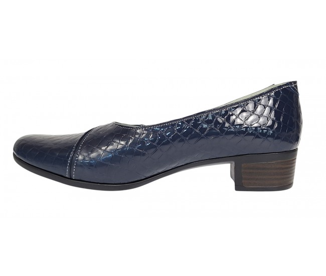 Pantofi dama comozi casual din piele naturala bleumarin croco P18LBLCR