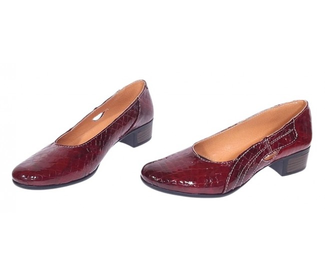 Pantofi dama din piele naturala Croco Lac Bordeaux - MVSP1CRV