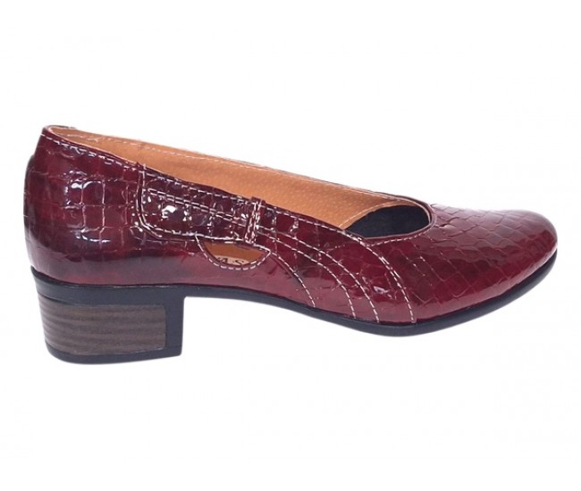 Pantofi dama din piele naturala Croco Lac Bordeaux - MVSP1CRV