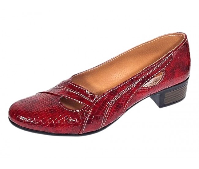 Pantofi dama din piele naturala Rosu Croco Lac - MVSP1RCR